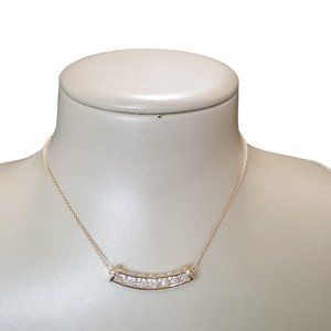 Express Women's Trendy Cubic Zirconia Gold Plated Bar Chain Necklace NWT$29